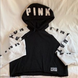 Prink Cropped black and white Hoodie Sz S